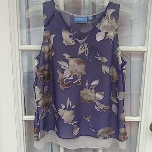 SimplyVera Vera Wang sleeves floral sheer top